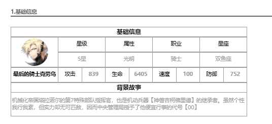 《第七史诗》最后的骑士克劳乌怎么样